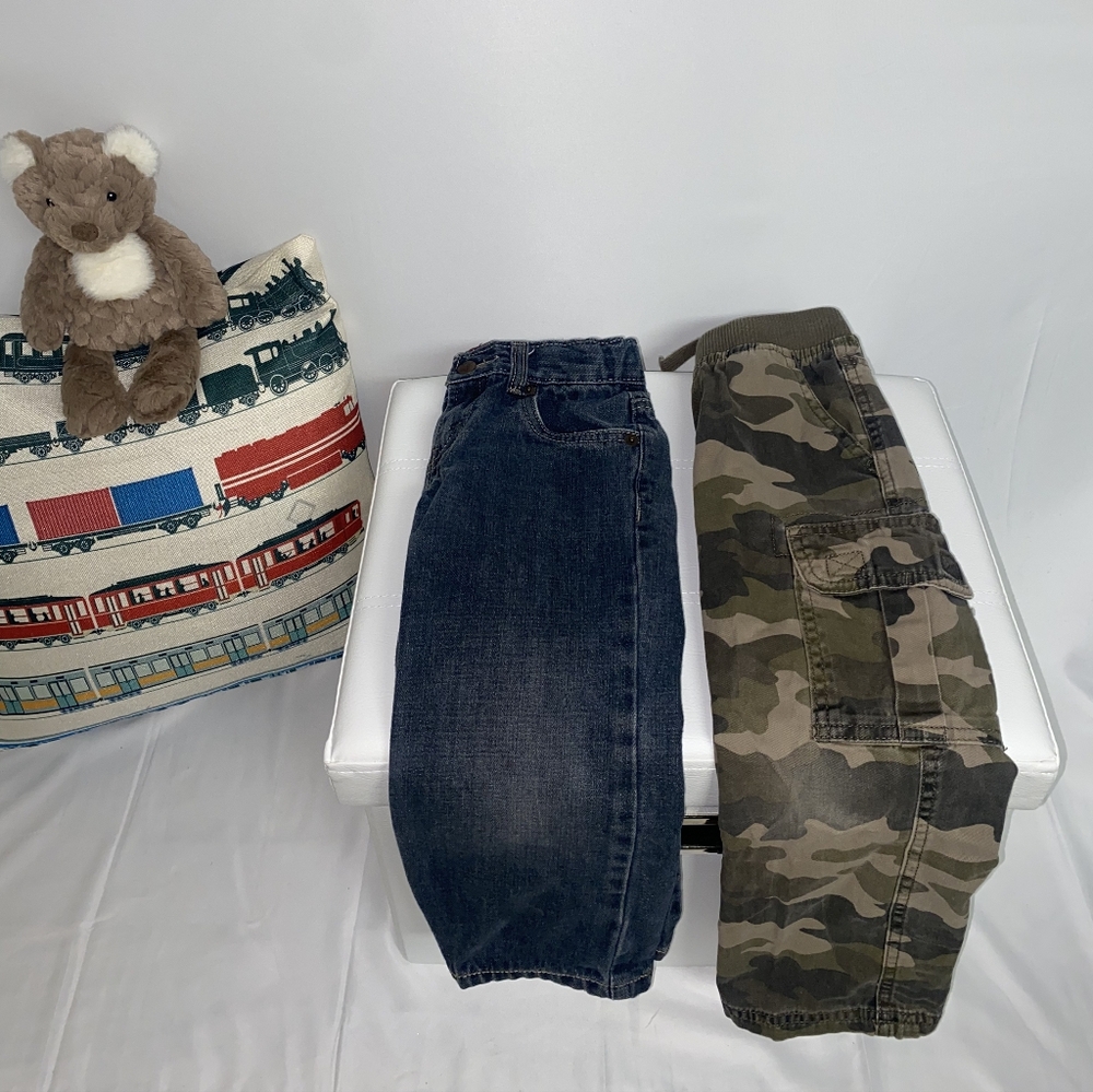 Levi's Blue Denim and The Children's' Place Green Camo Kids Jeans 4T (Bundle)